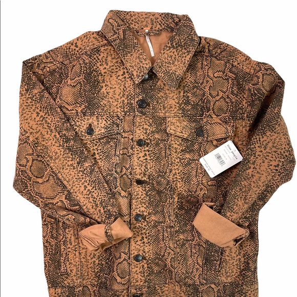 Free People Snake Print Trucker Jacket - Picture 3 of 3